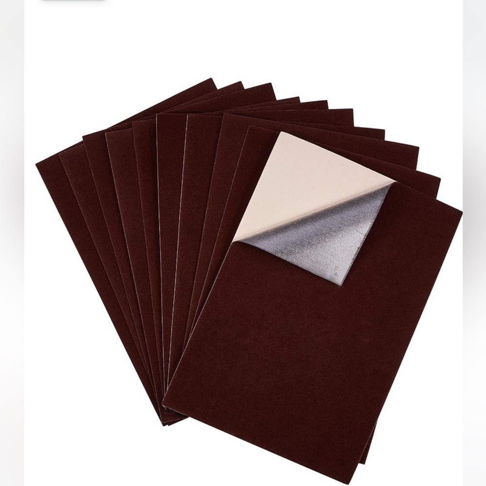 Velvet Adhesive Back Sheets, A4 8.3"x11.8" Coconut Brown -15 sheets